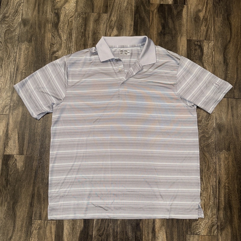 Champions Tour Grey Striped Golf Polo‎ Shirt Men's XXL EEG